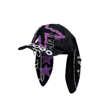 Punk Rabbit Ear Baseball Cap with Chains - photo 4