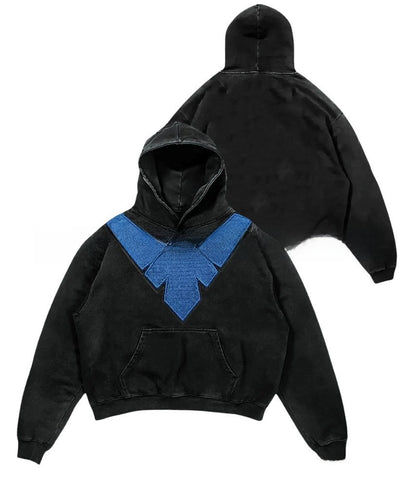 Digital Print Hooded Long-Sleeve Top