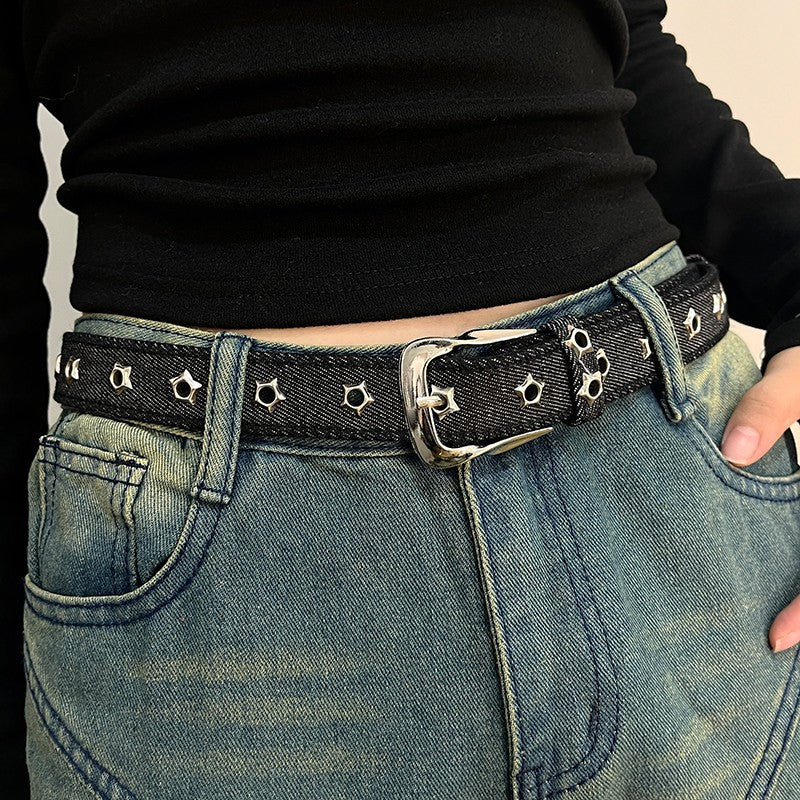 Star Studded Denim Belt