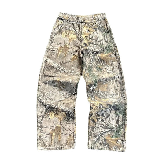 Washed Camo Denim Pants