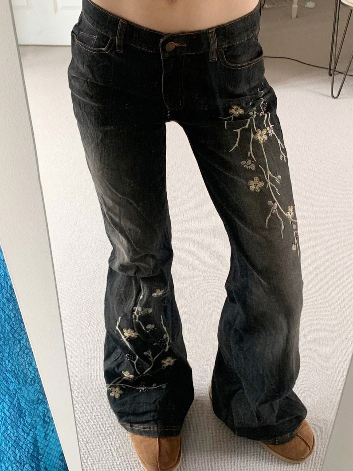 Distressed Washed Denim Jeans