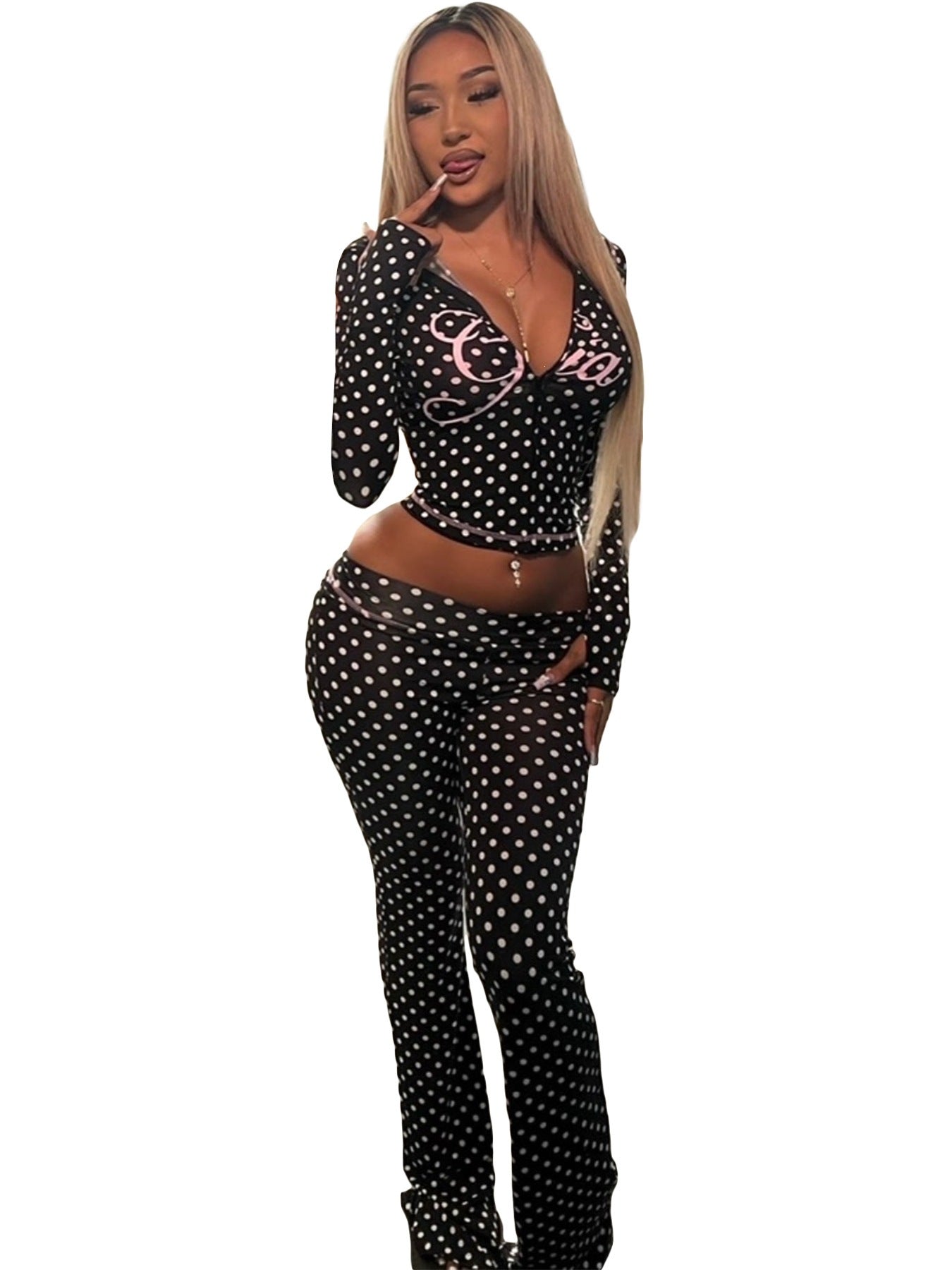 Women's Printed Hooded Tracksuit Set - photo 12