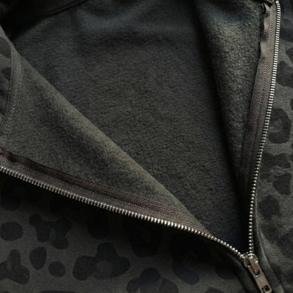 Retro Leopard Print Zip Up Hoodie