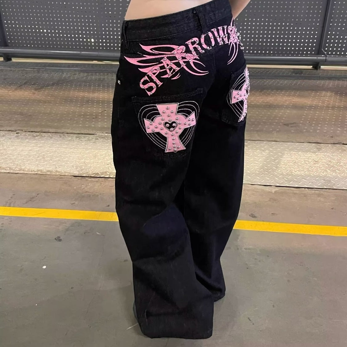 Women's Cross Patch Denim Jeans