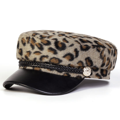 Leopard Print Octagonal Cap