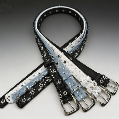 Star Studded Denim Belt