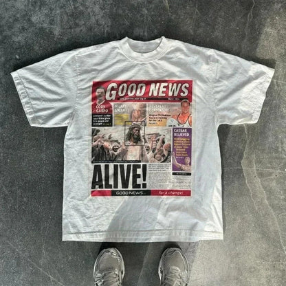 Oversized Graphic Print Cotton Tee