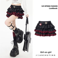 Y2K Punk Layered Cake Skirt with Belt - photo 3