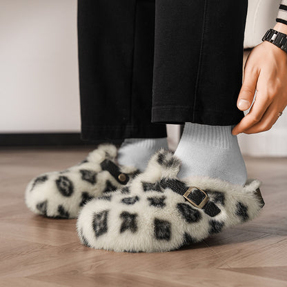 Plush Cotton Slippers with Thick Sole