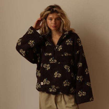Floral Fleece Drawstring Hooded Pullover - photo 10