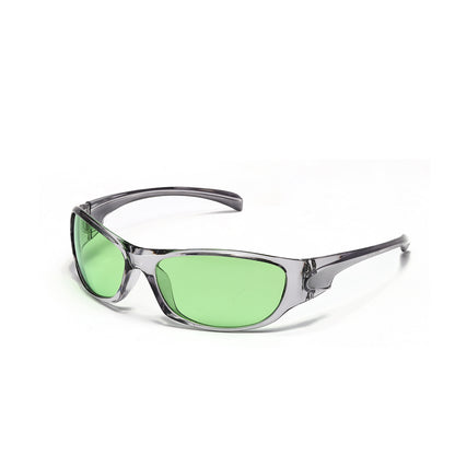 Erabyte Y2K Punk Street Style UV Protection Sunglasses with a sleek gray frame and green tinted lenses.