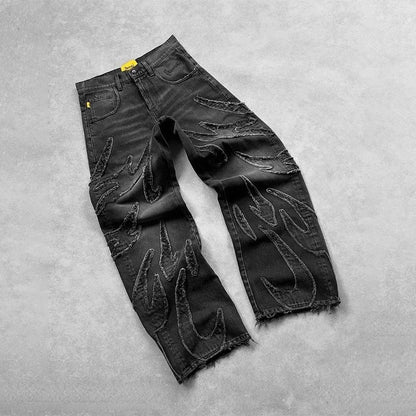 Y2K Bat Embroidered Distressed Jeans - photo 6