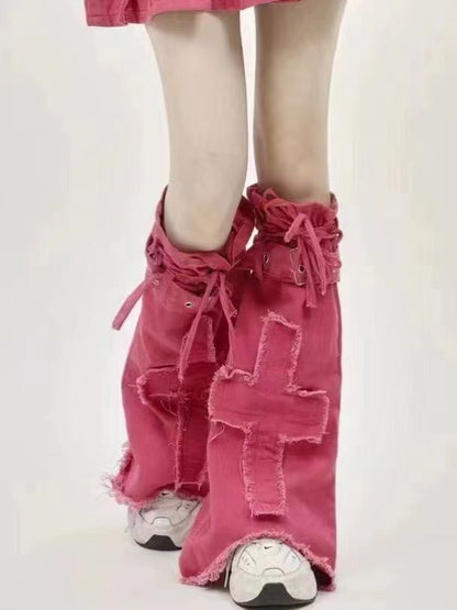 Y2K Cross-Print Denim Leg Covers - photo 7