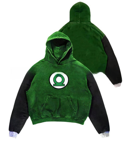 Digital Print Hooded Long-Sleeve Top