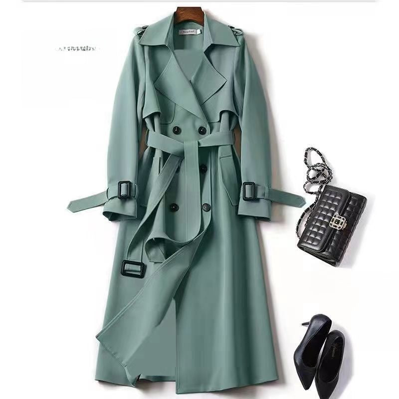 Women's mid-length knee-length windbreaker jacket
