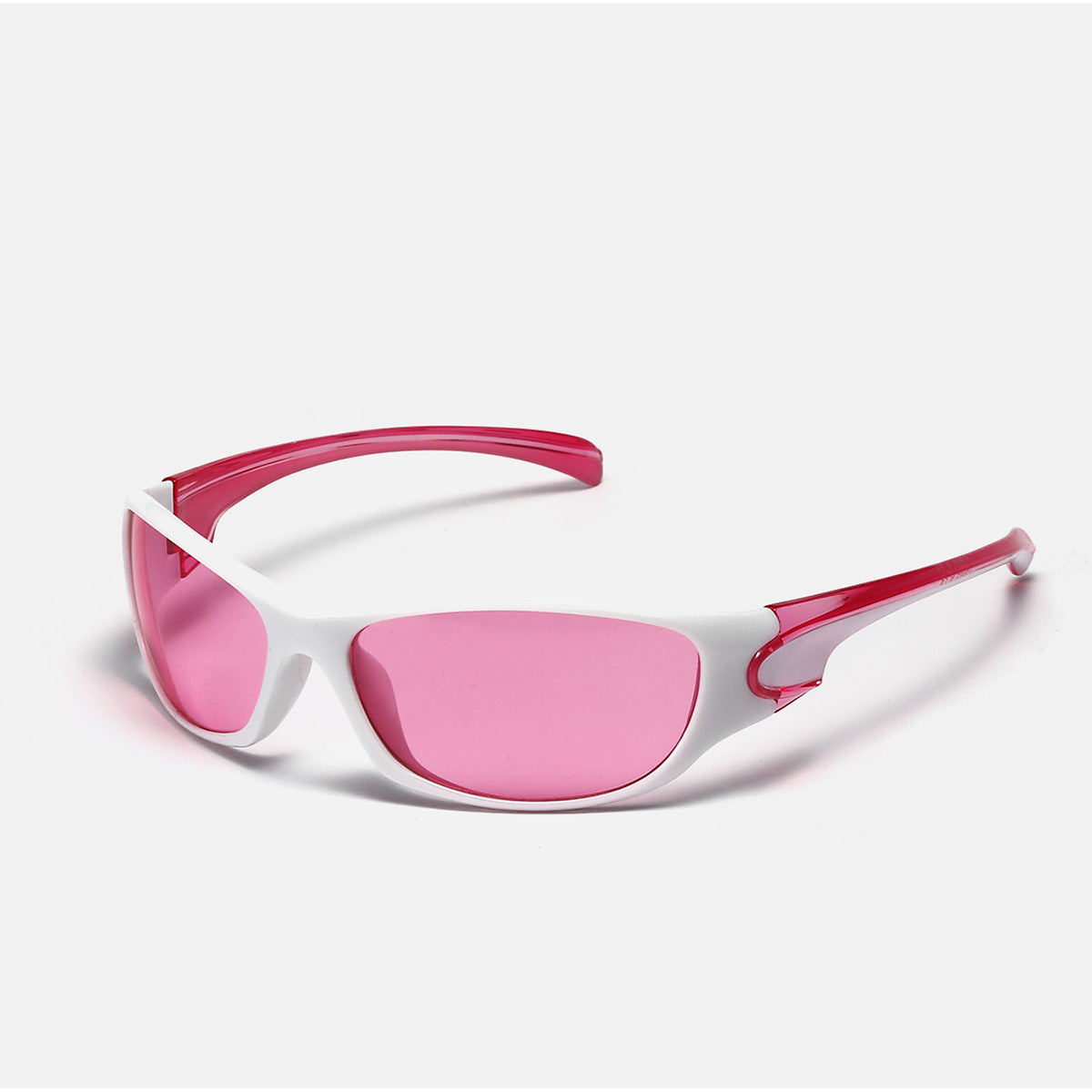 Erabyte Y2K Punk Street Style UV Protection Sunglasses with pink lenses and white-pink frame. Stylish and retro design.