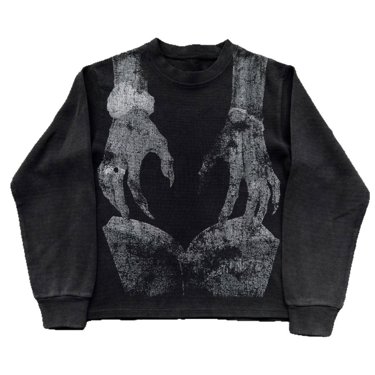 Gothic Waffle Print Long Sleeve T-Shirt - photo 3