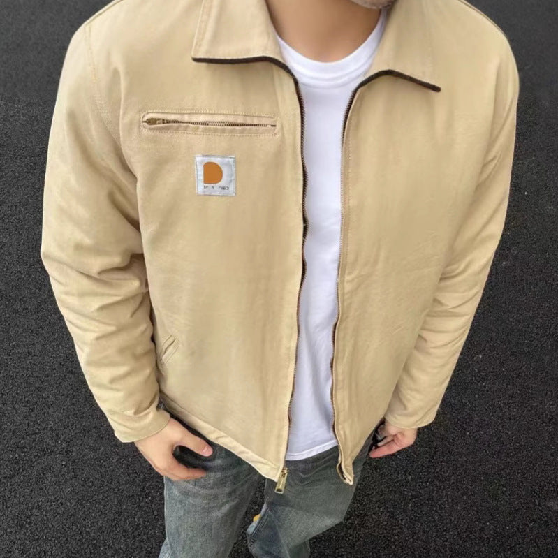 Washed Canvas Lapel Coat