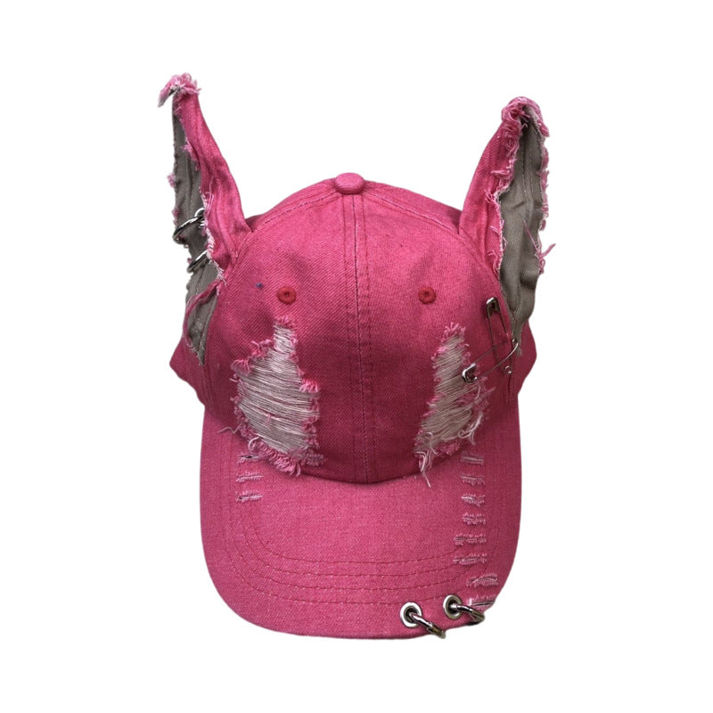 Punk Rabbit Ear Baseball Cap with Chains - photo 10