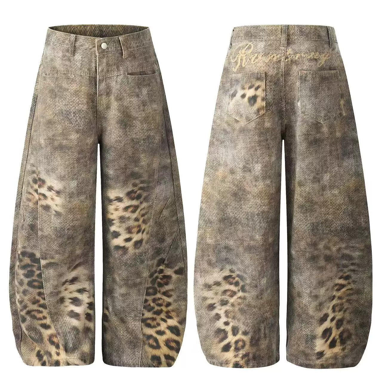 Y2K Leopard Print Wide-Leg Scimitar Pants - photo 7