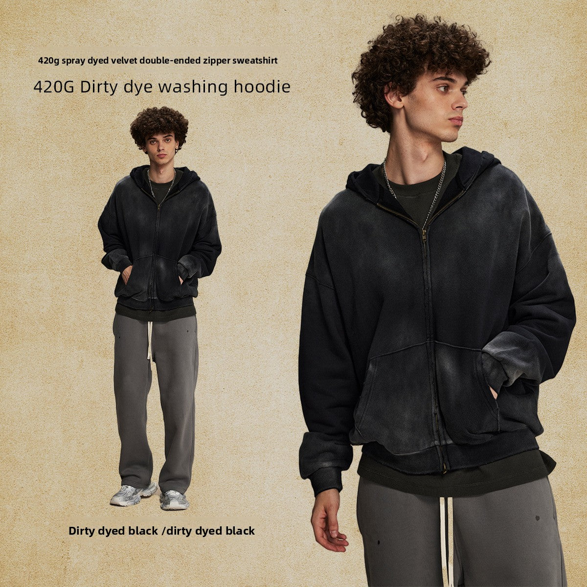 Vintage Distressed Oversized Hooded Sweatshirt - photo 4