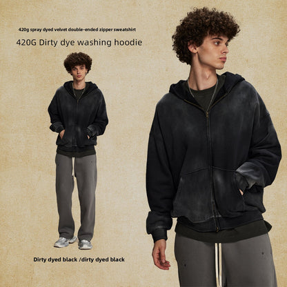 Vintage Distressed Oversized Hooded Sweatshirt - photo 4