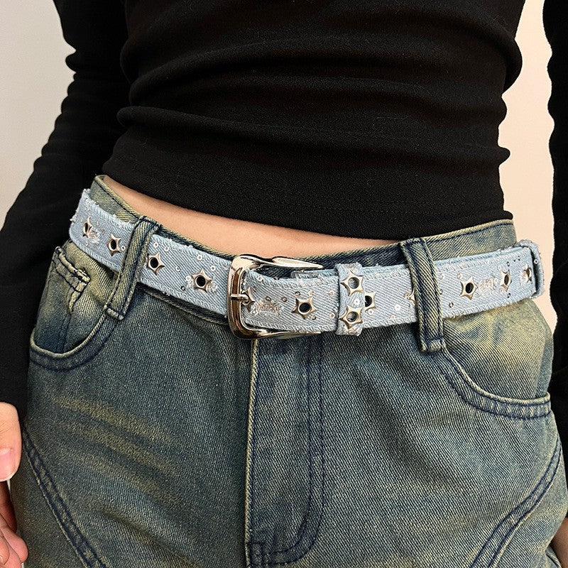 Star Studded Denim Belt