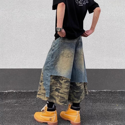 Distressed Washed Denim Shorts