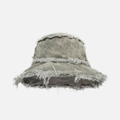 Distressed Denim Wide-Brim Bucket Hat