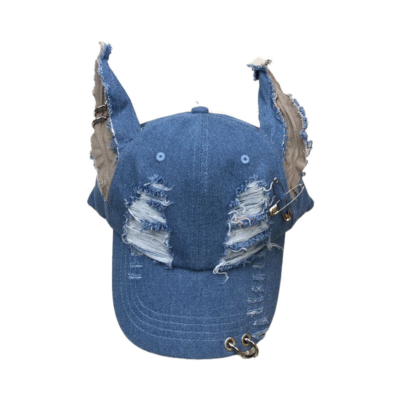 Punk Rabbit Ear Baseball Cap with Chains - photo 7