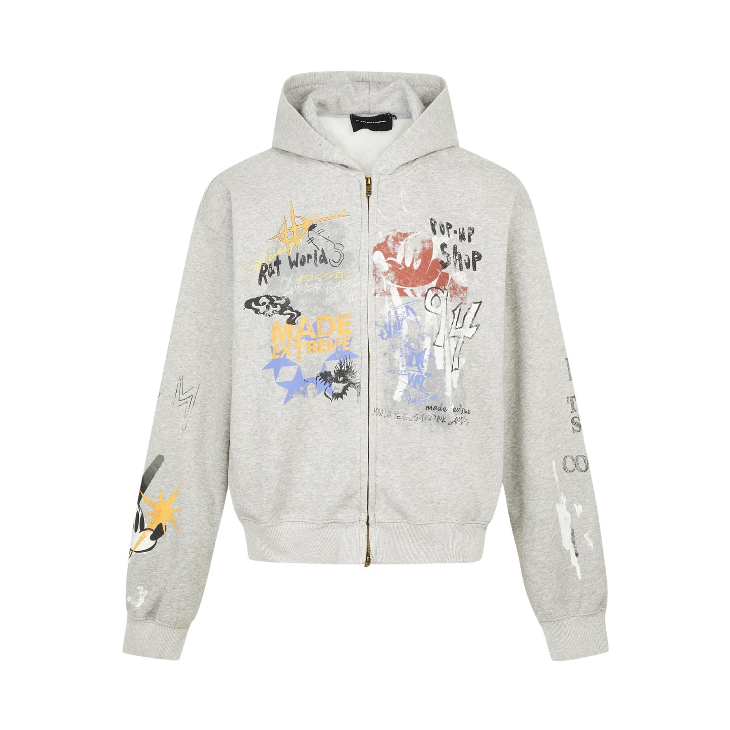 Oversized Graffiti Hooded Cardigan