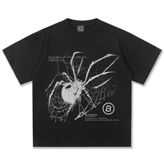 Y2K Spider Print Washed Cotton Tee - photo 6