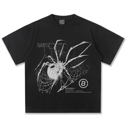 Y2K Spider Print Washed Cotton Tee - photo 6