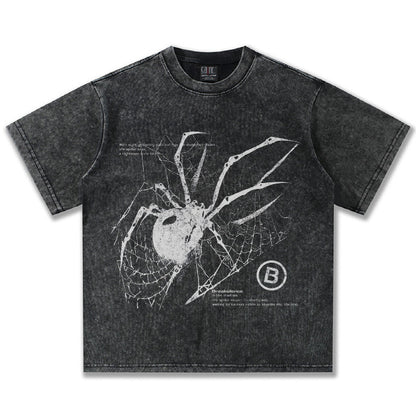 Y2K Spider Print Washed Cotton Tee - photo 5