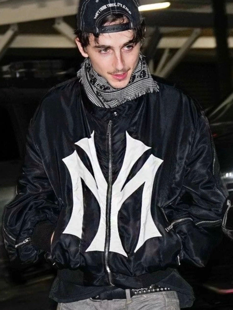 Graphic Print Zip Bomber Jacket