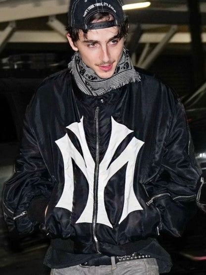 Graphic Print Zip Bomber Jacket