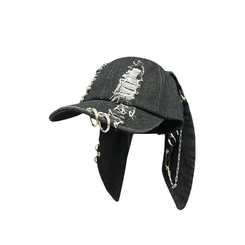 Punk Rabbit Ear Baseball Cap with Chains - photo 5