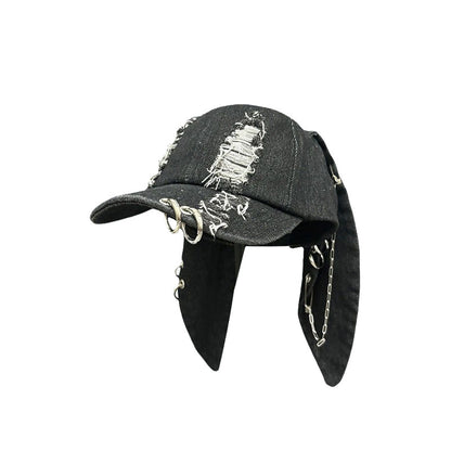 Punk Rabbit Ear Baseball Cap with Chains - photo 5