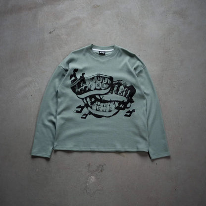 Retro Print Crewneck Pullover