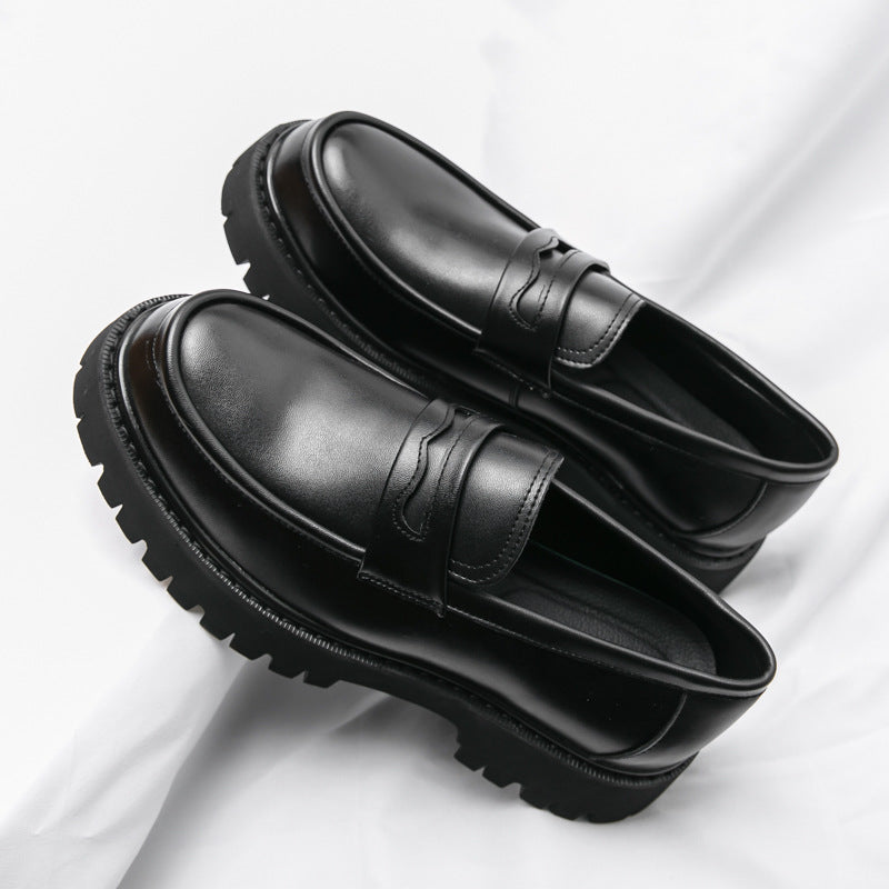 Erabyte Men's Open Toe Casual Shoes in black leather with a chunky sole and sleek design, ideal for stylish comfort.